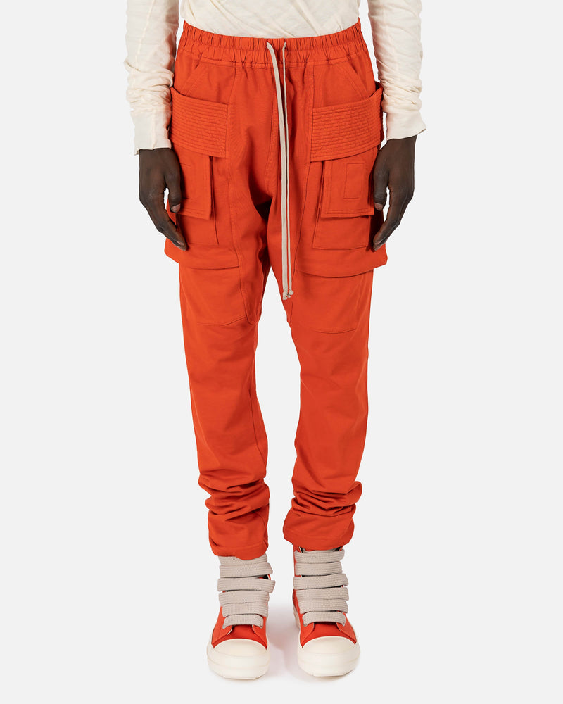 Rick Owens DRKSHDW Men's Pants Creatch Cargo Drawstring in Orange