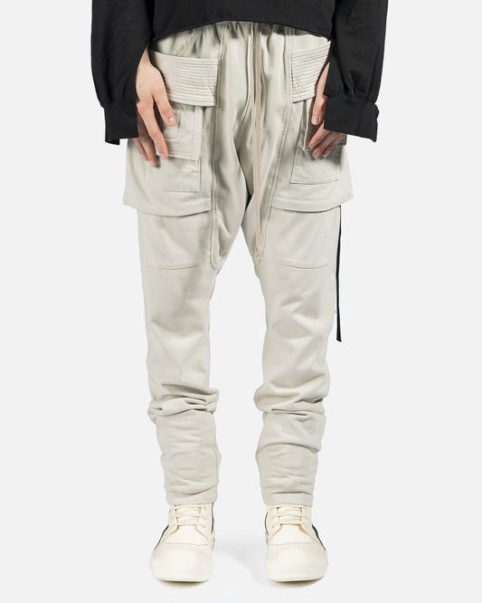 Rick Owens DRKSHDW Men's Pants Creatch Cargo Drawstring in Oyster