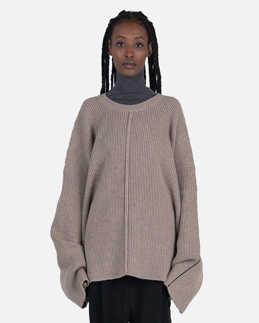 Peter Do Women Tops Crew Neck Cape Sweater in Sand