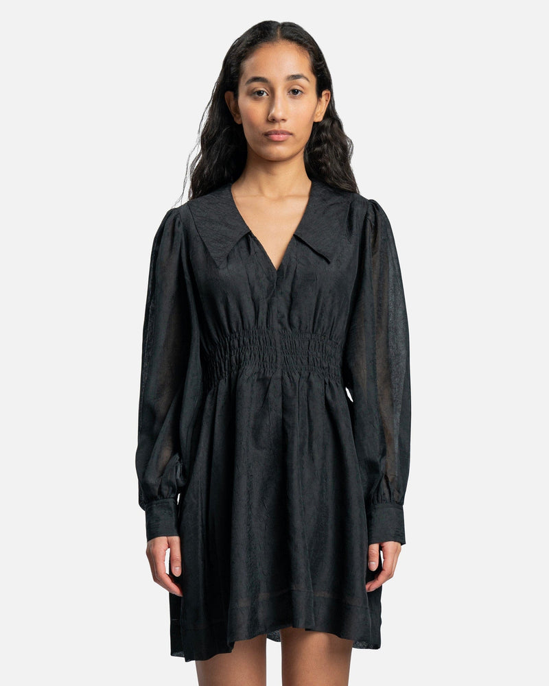 Ganni Women Dresses Crinkled Georgette Mini Dress in Black