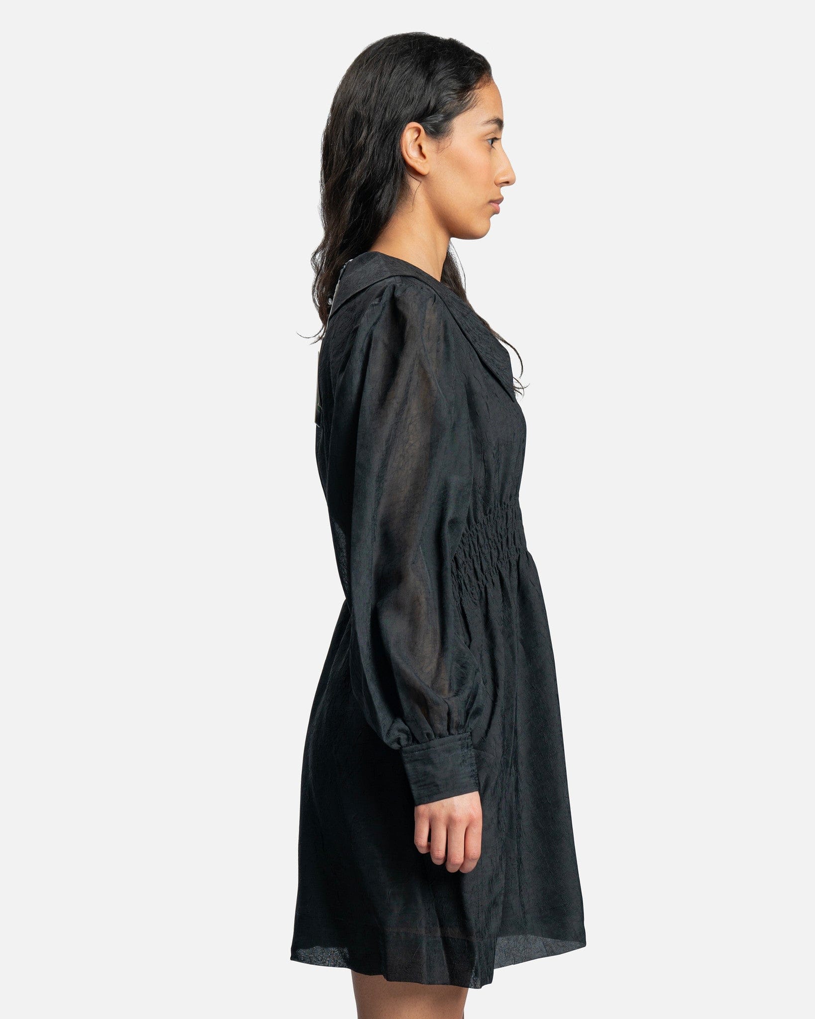Ganni Women Dresses Crinkled Georgette Mini Dress in Black