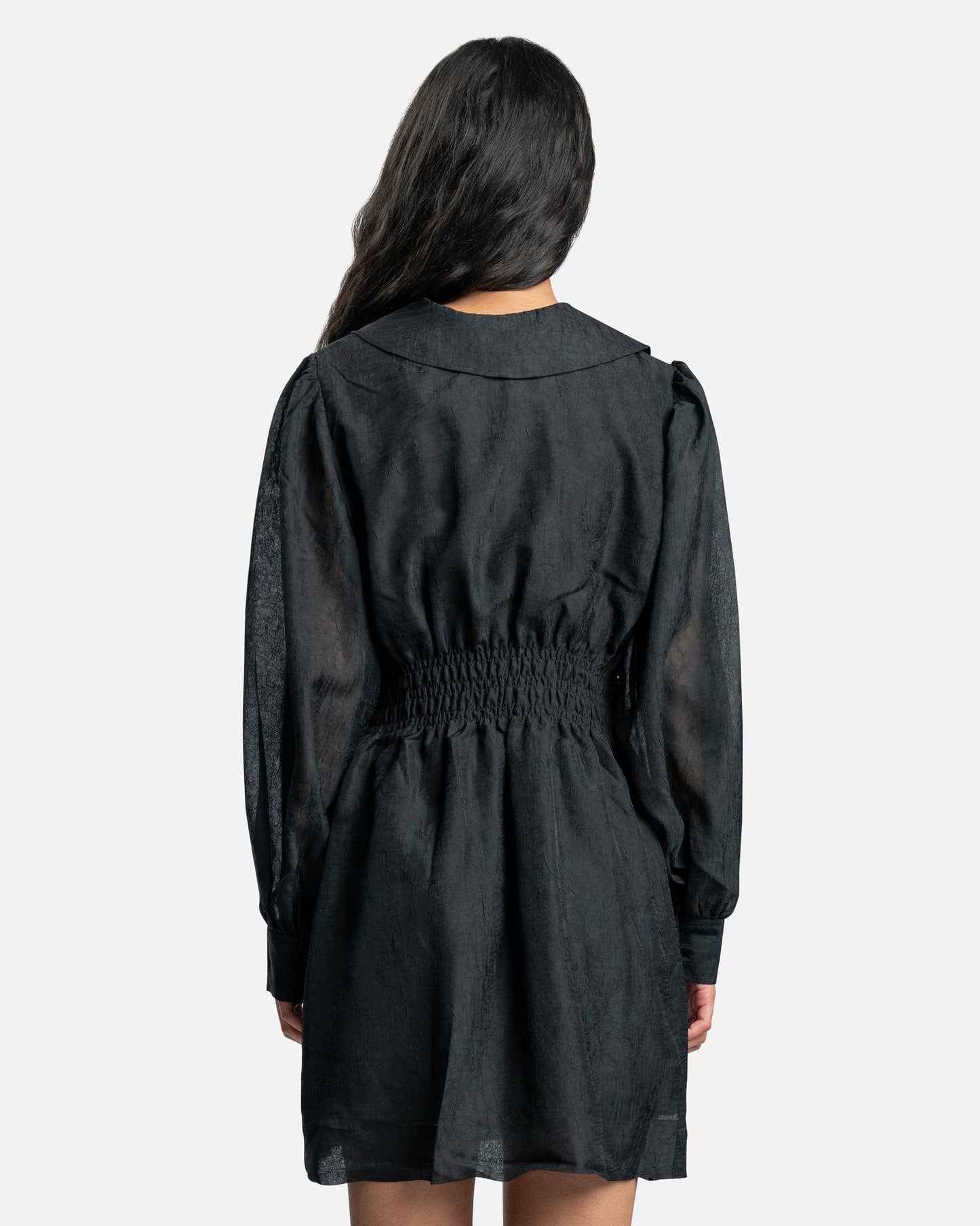 Ganni Women Dresses Crinkled Georgette Mini Dress in Black