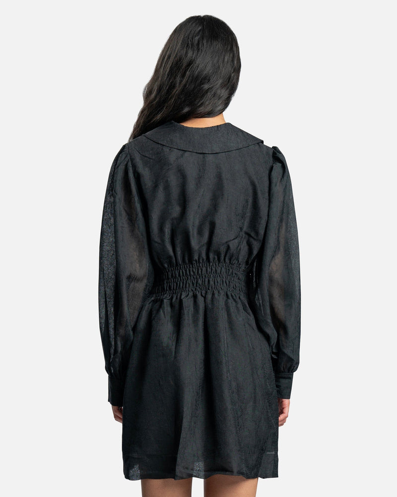 ganni georgette mini dress Crinkled Georgette Mini Dress in Black – SVRN
