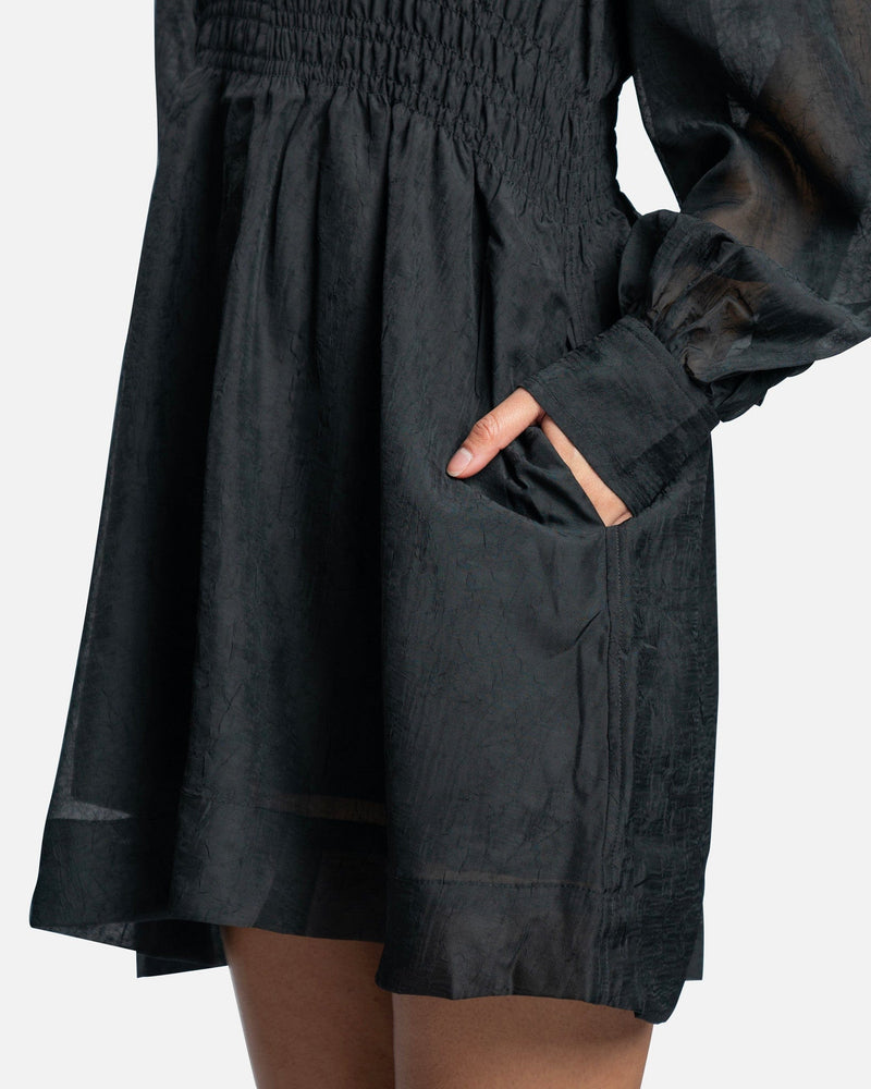Ganni Women Dresses Crinkled Georgette Mini Dress in Black