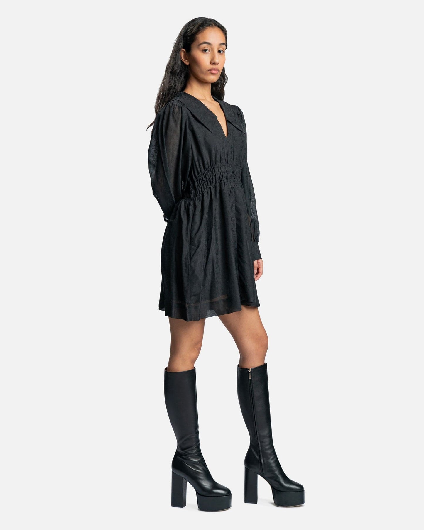 Ganni Women Dresses Crinkled Georgette Mini Dress in Black