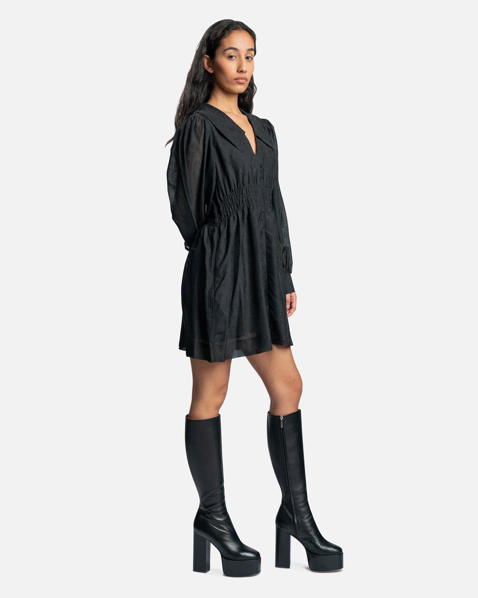 Ganni Women Dresses Crinkled Georgette Mini Dress in Black