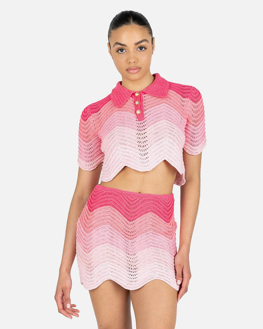 Casablanca Women Tops Crochet Polo Shirt in Pink
