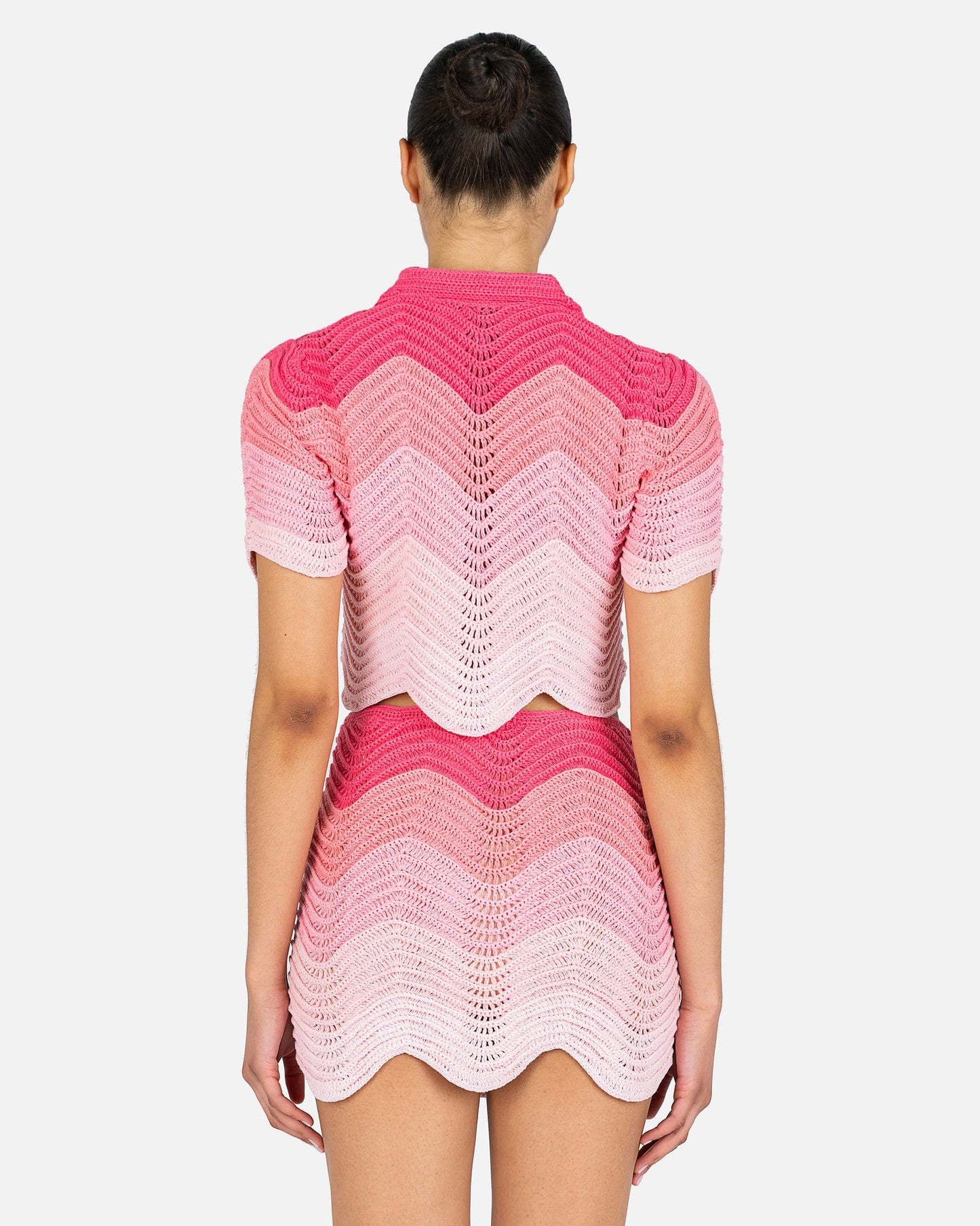 Casablanca Women Tops Crochet Polo Shirt in Pink