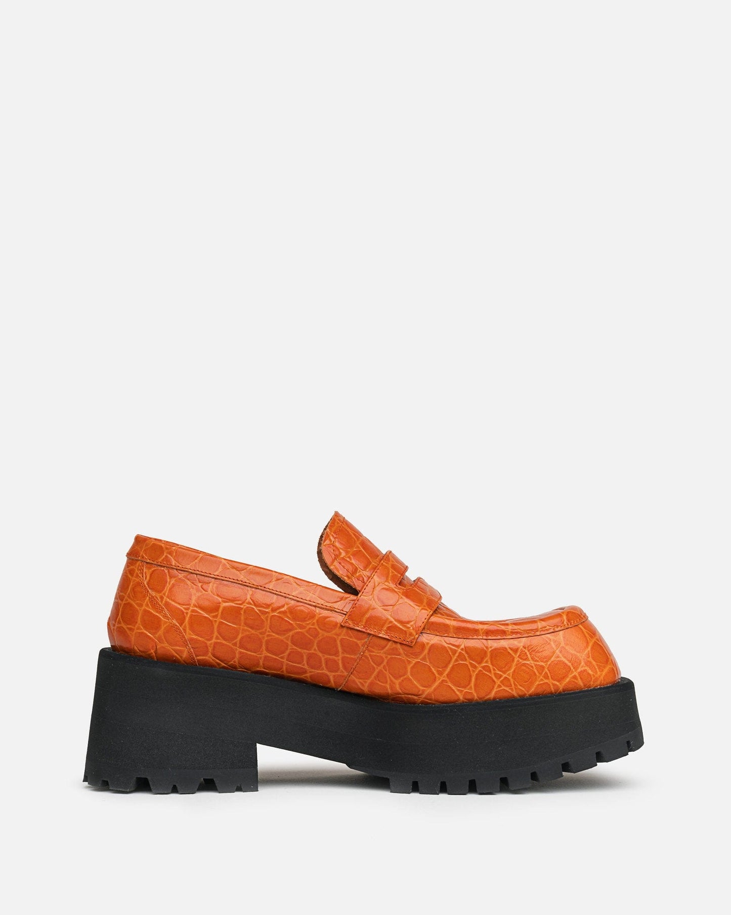 Marni Women Sneakers Croco Leather Mocassin in Carrot