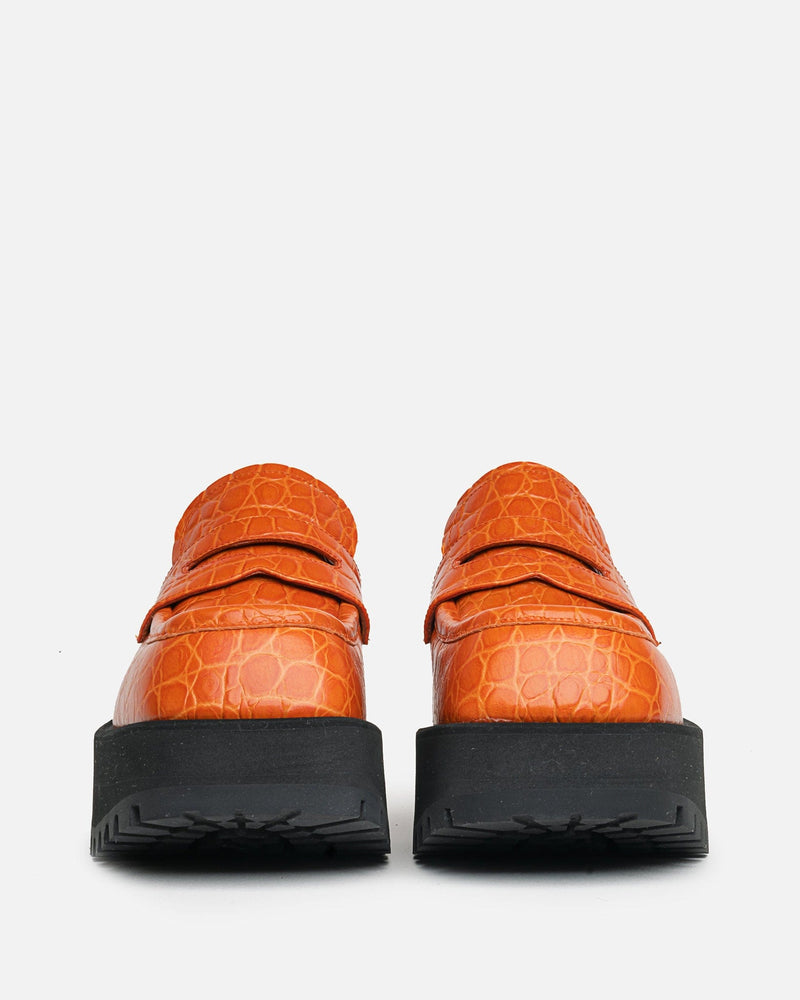 Marni Women Sneakers Croco Leather Mocassin in Carrot