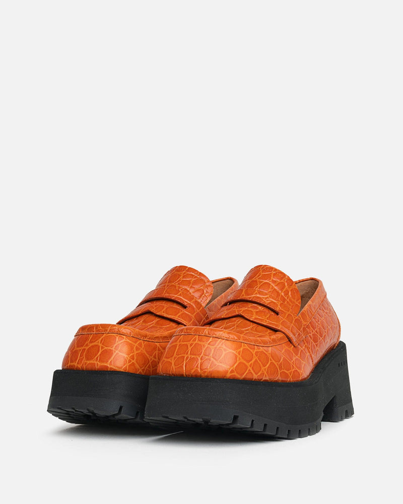 Marni Women Sneakers Croco Leather Mocassin in Carrot