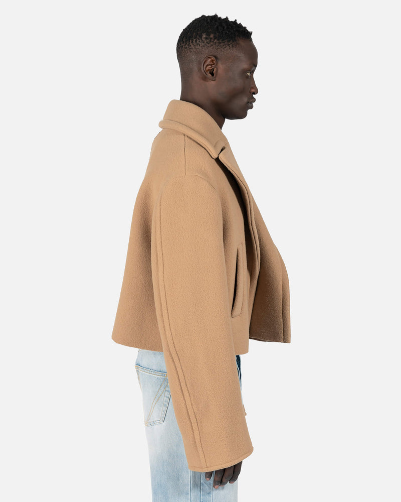 VETEMENTS Men's Coat Cropped Caban Coat in Beige
