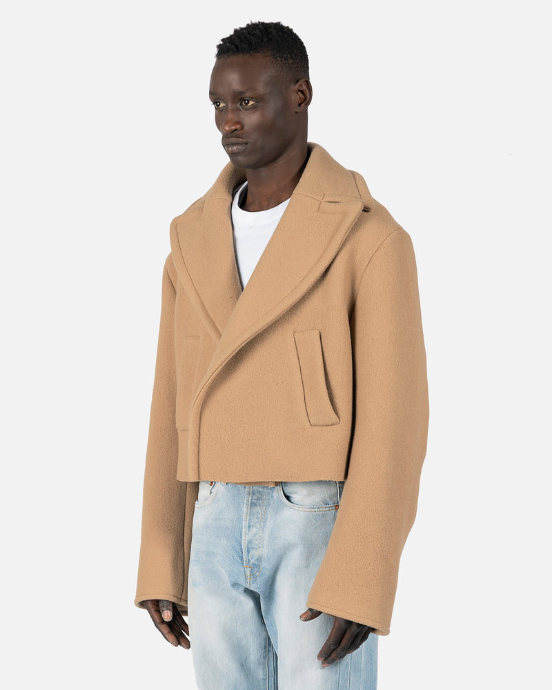 VETEMENTS Men's Coat Cropped Caban Coat in Beige