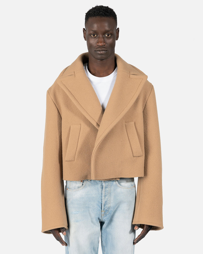 VETEMENTS Men's Coat Cropped Caban Coat in Beige