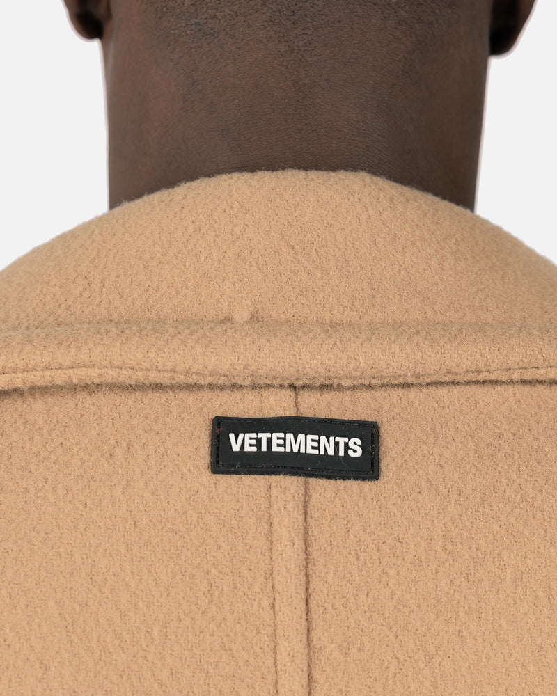 VETEMENTS Men's Coat Cropped Caban Coat in Beige