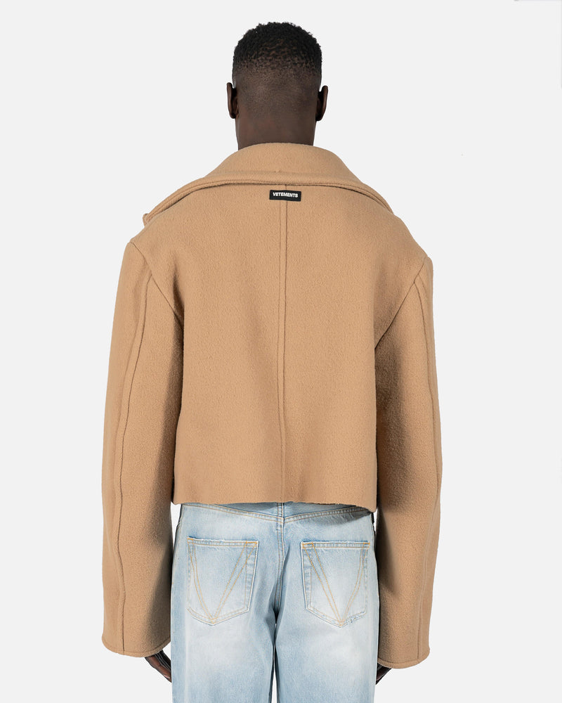 VETEMENTS Men's Coat Cropped Caban Coat in Beige