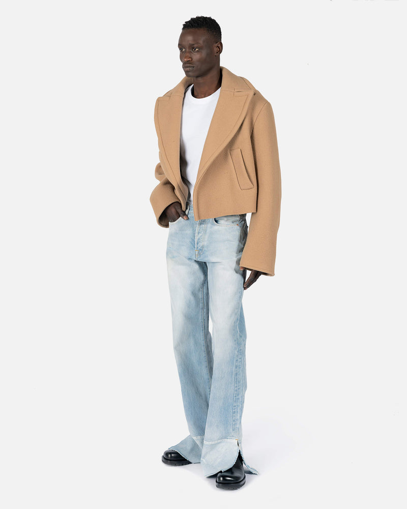 VETEMENTS Men's Coat Cropped Caban Coat in Beige
