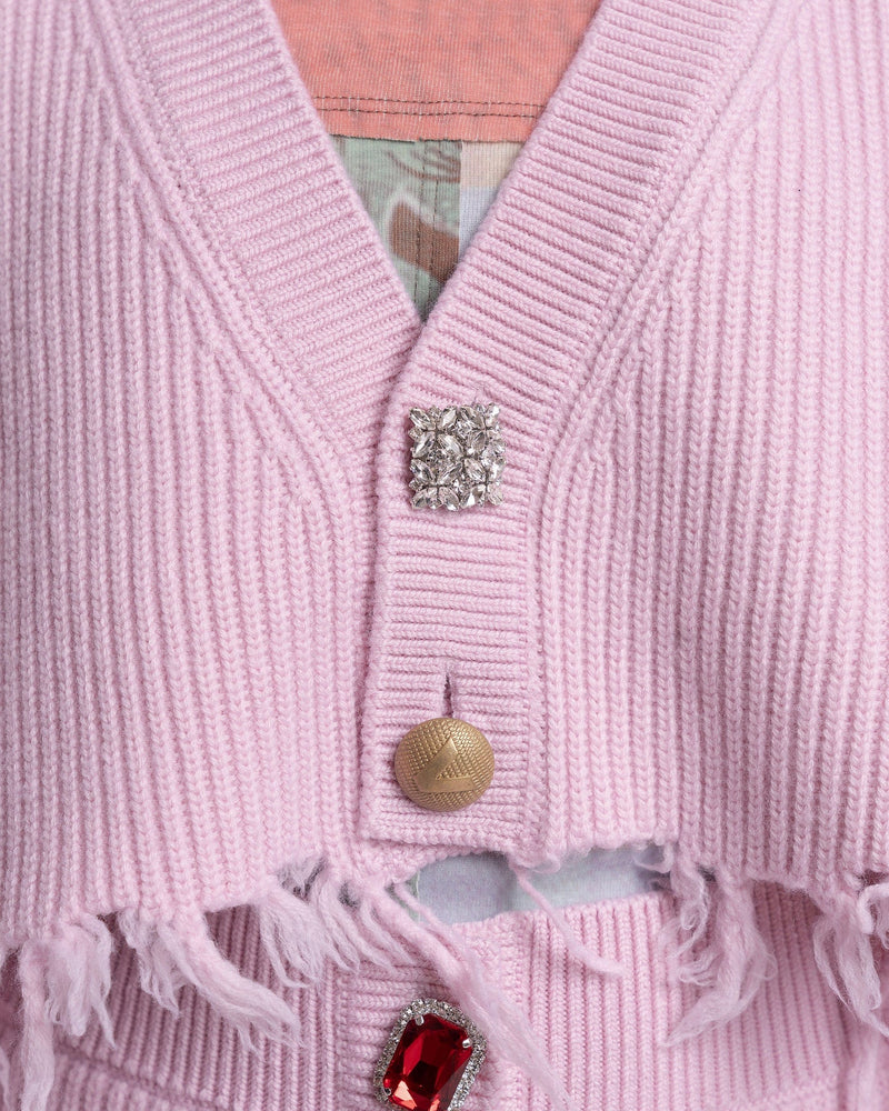 VETEMENTS Women Sweaters Cropped Cardigan Knitted Set in Baby Pink