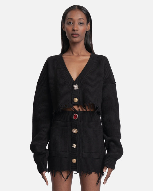 VETEMENTS Women Sweaters Cropped Cardigan Knitted Set in Black