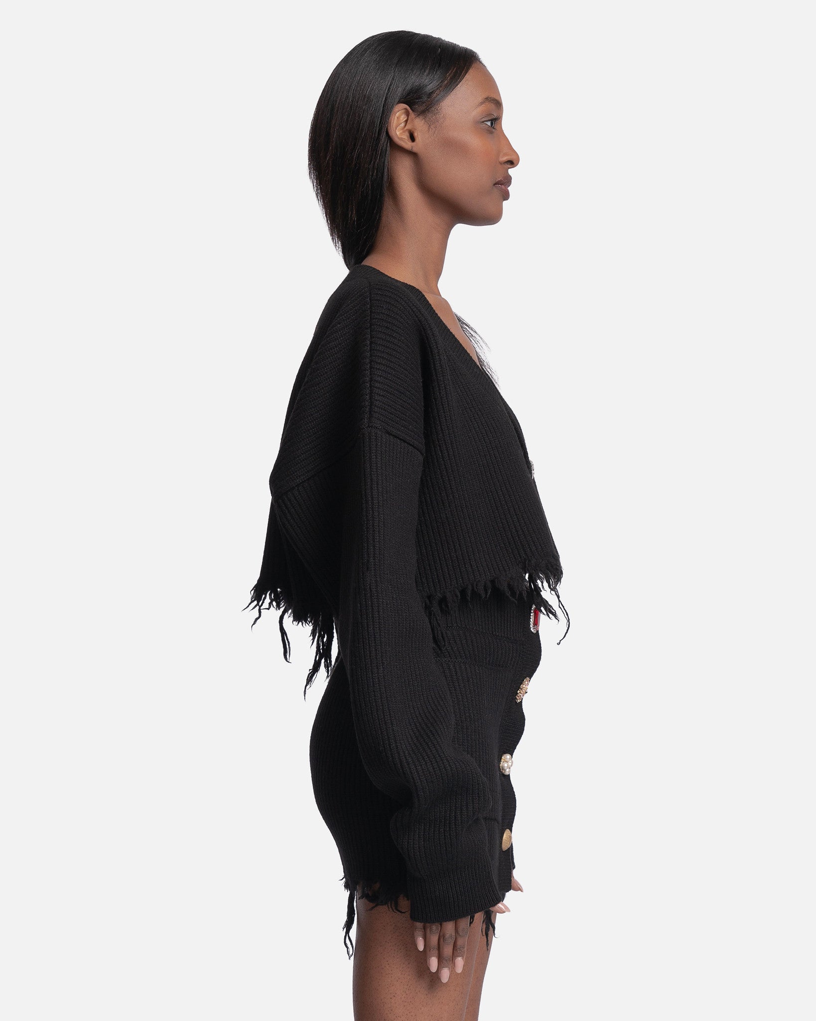 VETEMENTS Women Sweaters Cropped Cardigan Knitted Set in Black