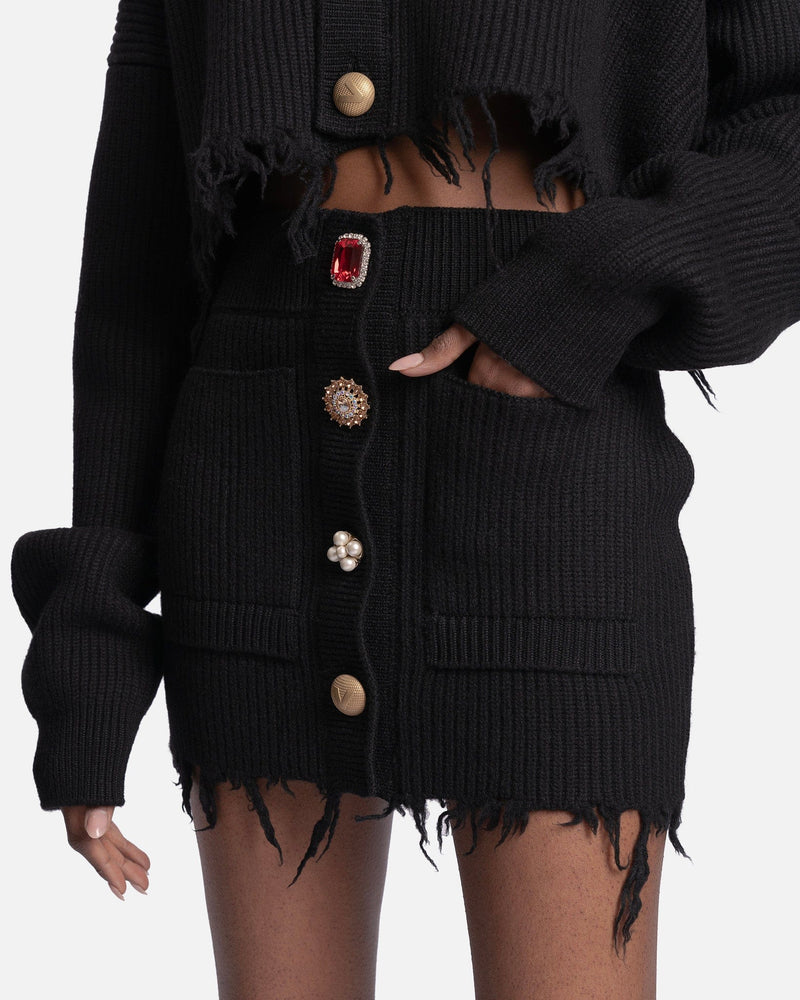 VETEMENTS Women Sweaters Cropped Cardigan Knitted Set in Black