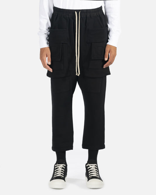 Rick Owens DRKSHDW Men's Pants Cropped Creatch Cargo Pant in Black
