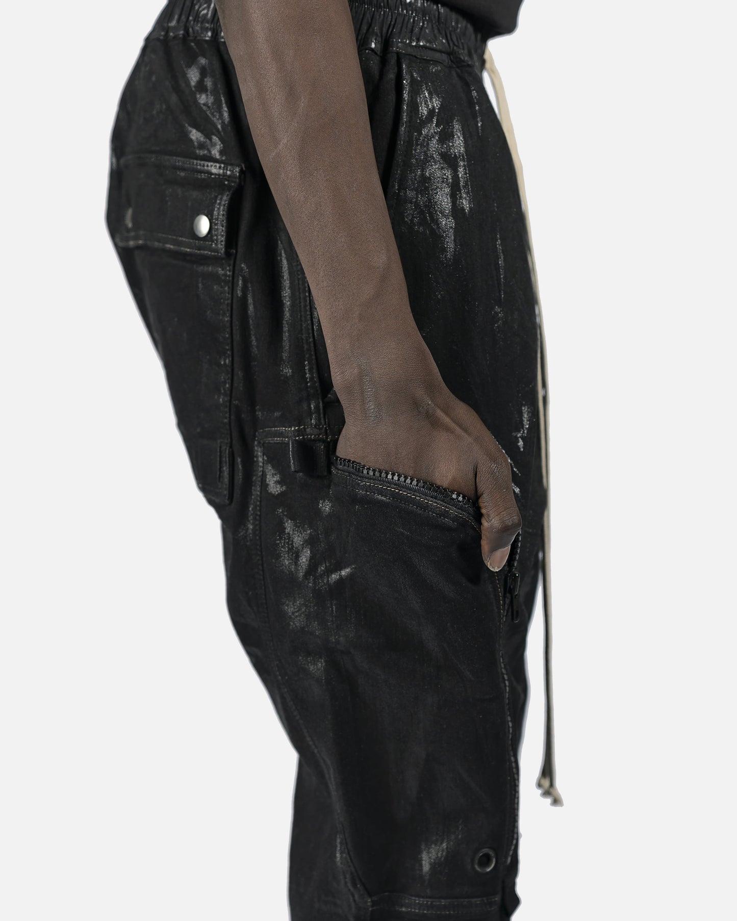 Rick Owens DRKSHDW Men's Pants Cropped Denim Bauhaus in Black Foil