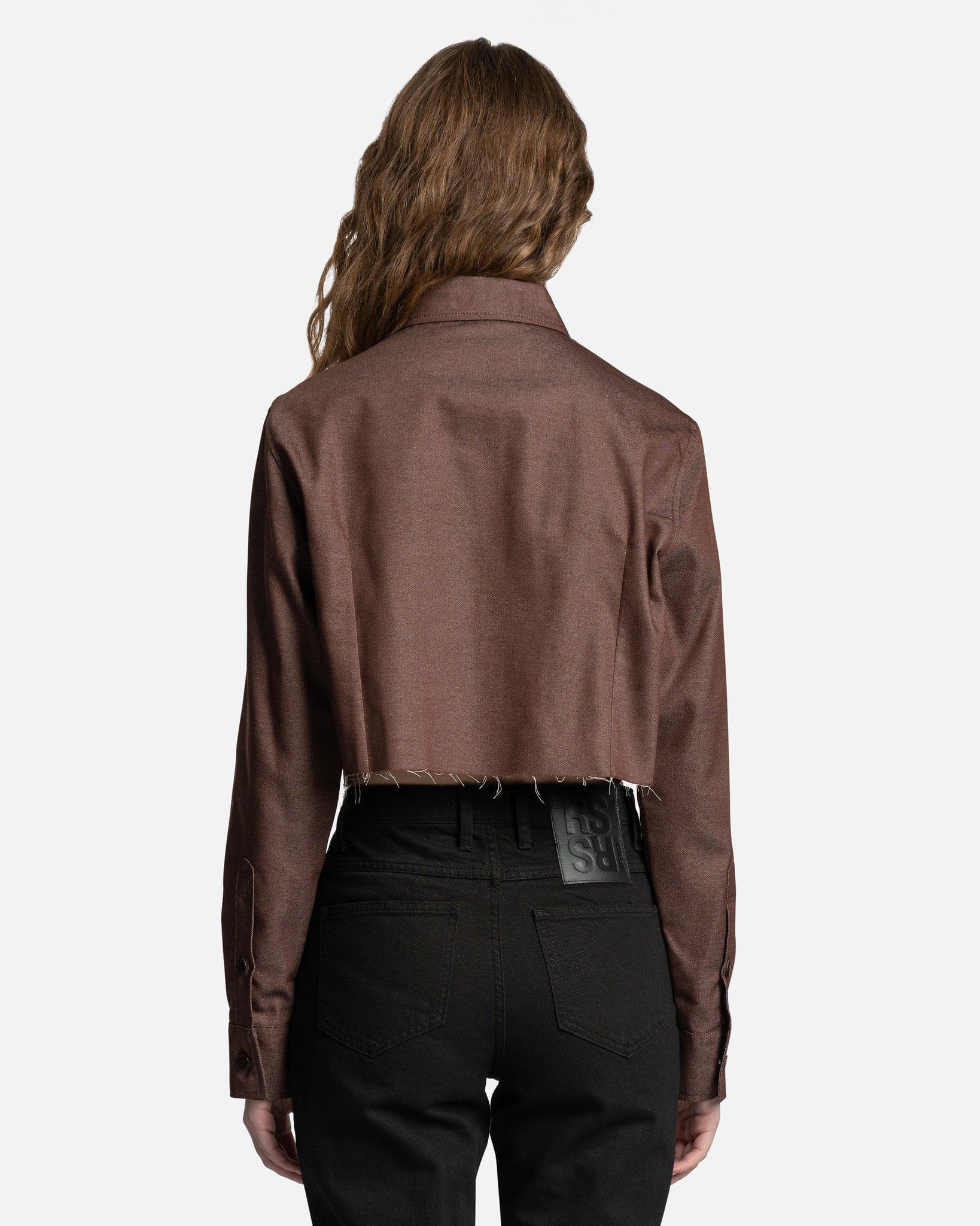 Raf Simons Women Tops Cropped Denim Shirt in Dark Brown