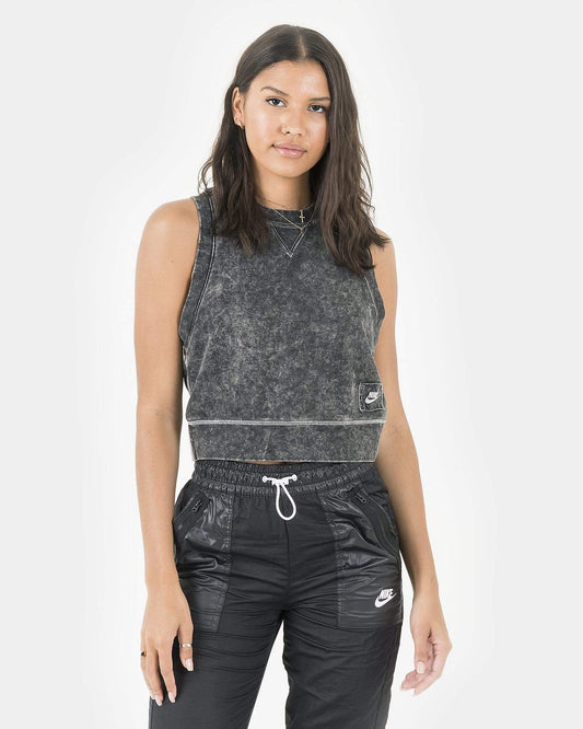Nike Women Tops Cropped French Terry Tank in Black
