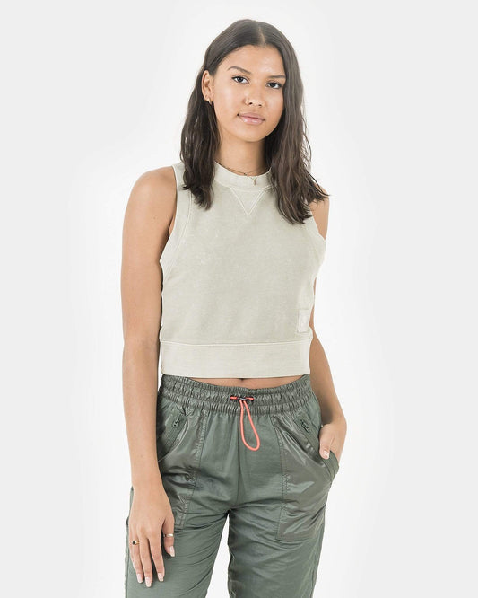 Nike Women Tops Cropped French Terry Tank in Green