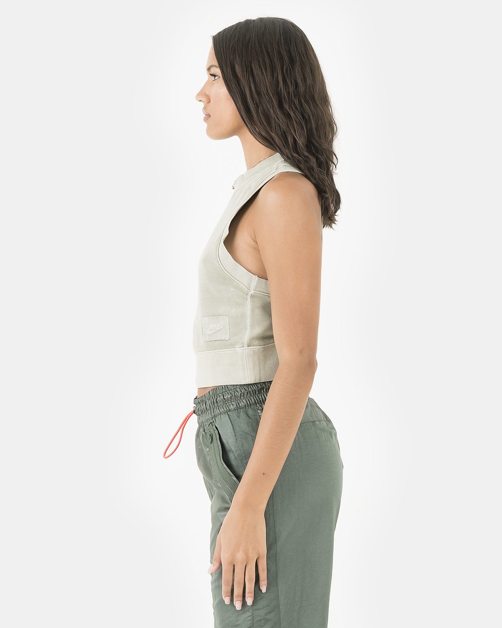 Nike Women Tops Cropped French Terry Tank in Green