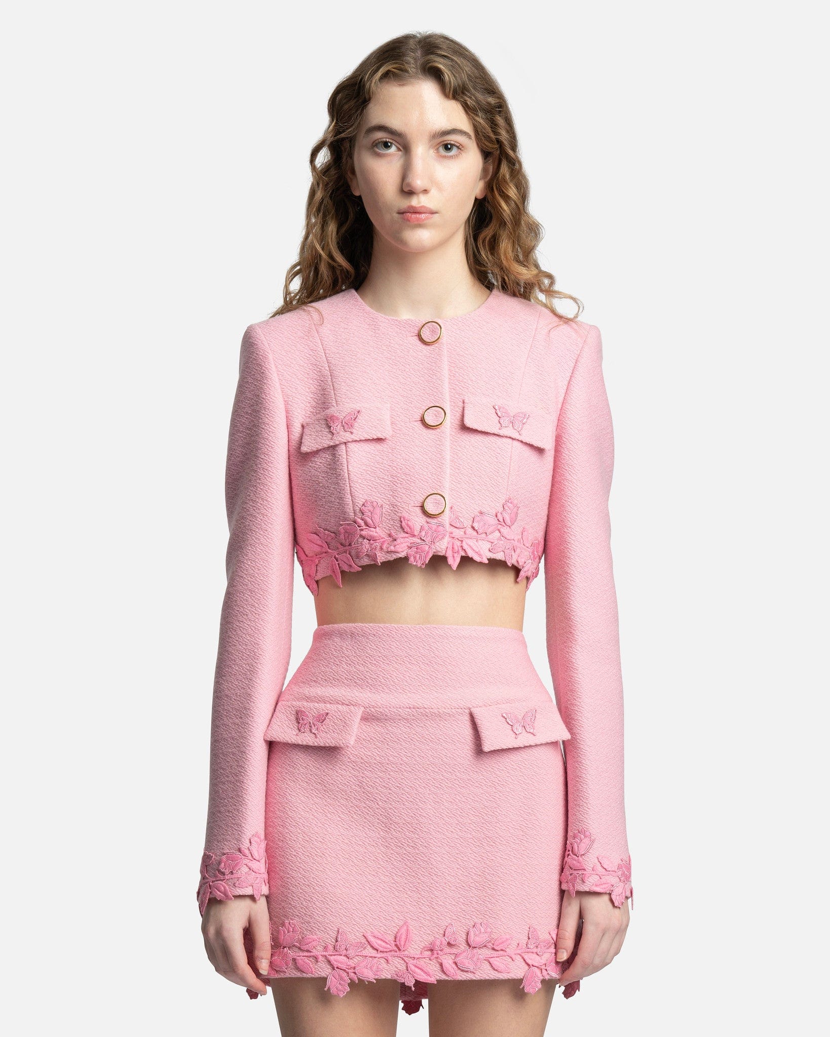 Blumarine Women Jackets Cropped Jacket in Chalk Pink