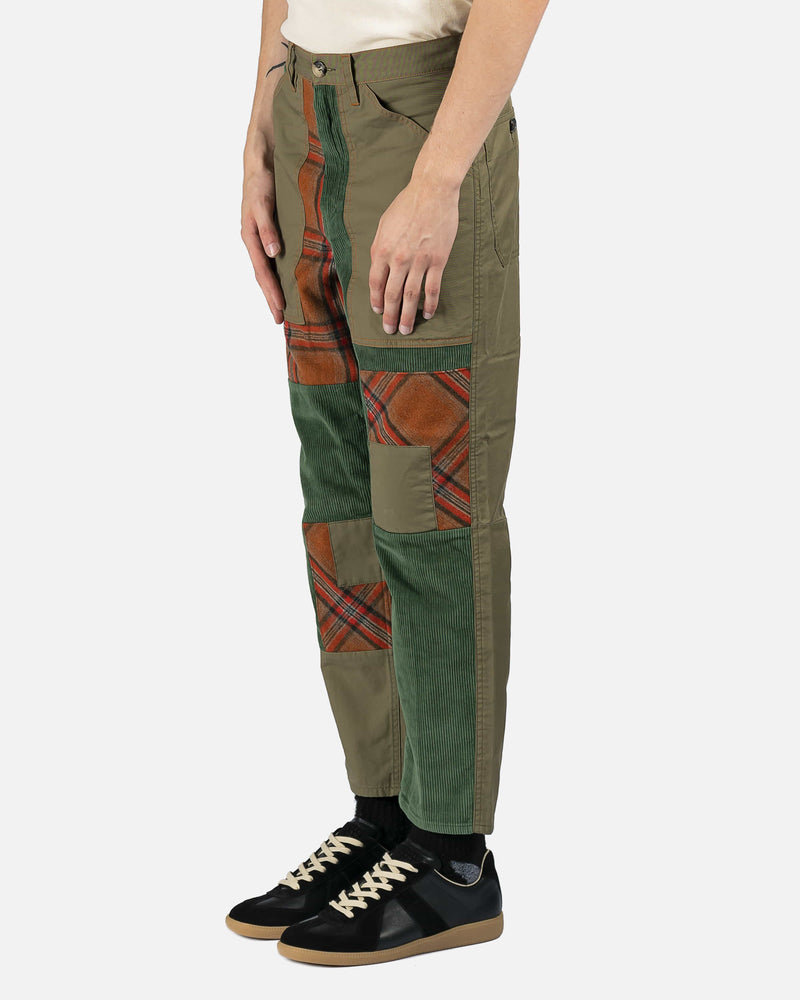 JW Anderson Men's Pants Cropped Patchwork Fatigue Trousers in Khaki