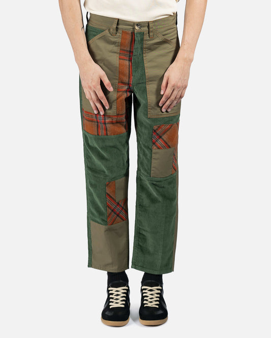 JW Anderson Men's Pants Cropped Patchwork Fatigue Trousers in Khaki
