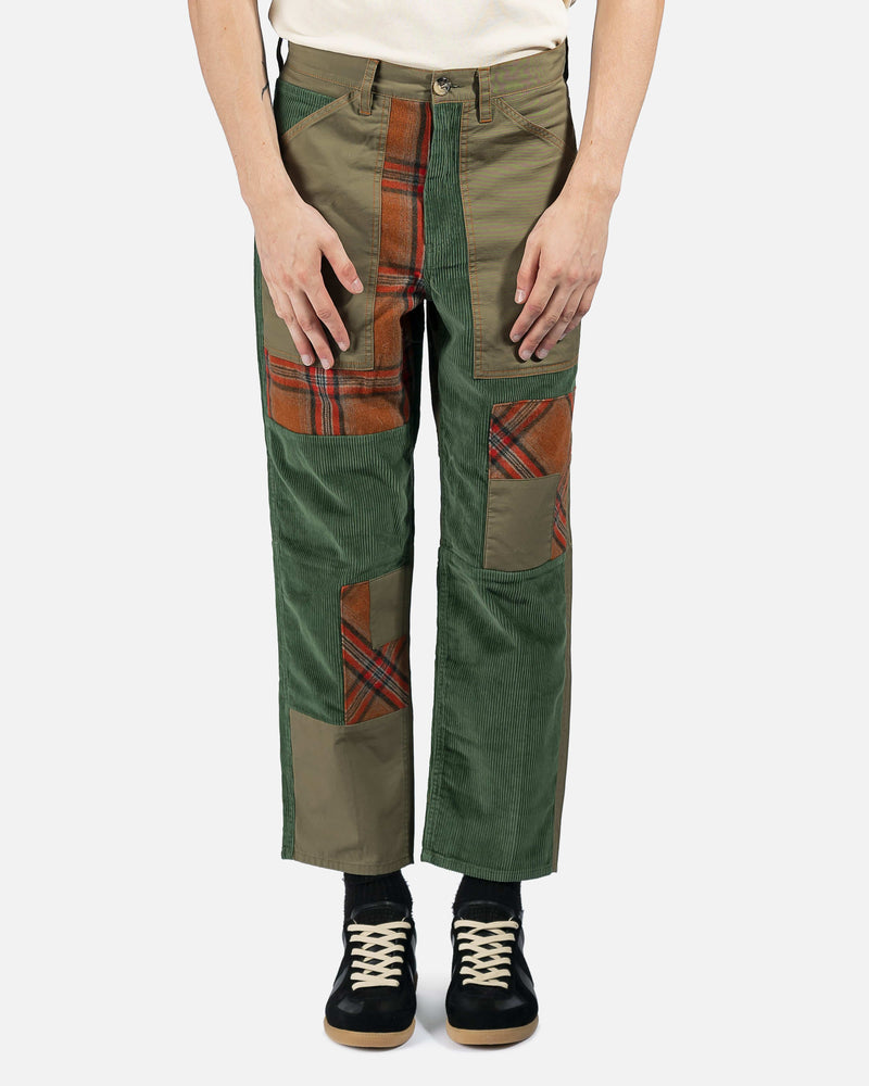 JW Anderson Men's Pants Cropped Patchwork Fatigue Trousers in Khaki