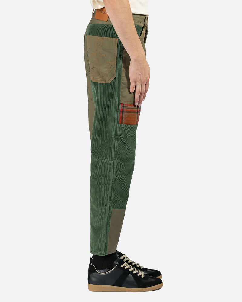 JW Anderson Men's Pants Cropped Patchwork Fatigue Trousers in Khaki