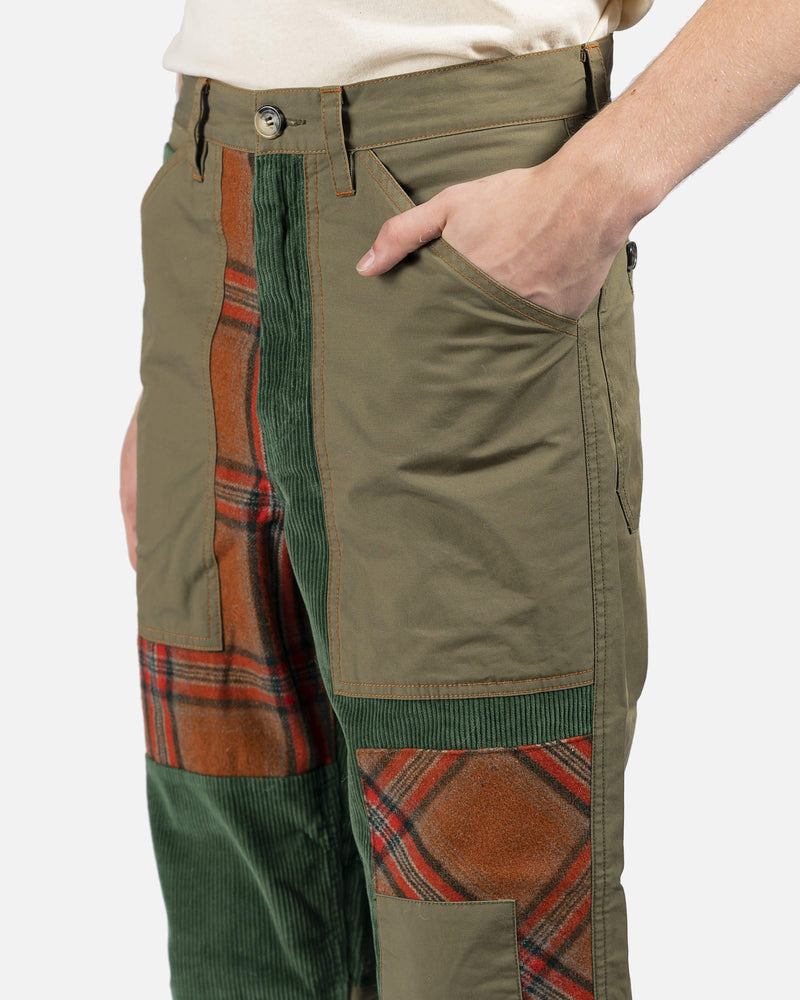 JW Anderson Men's Pants Cropped Patchwork Fatigue Trousers in Khaki