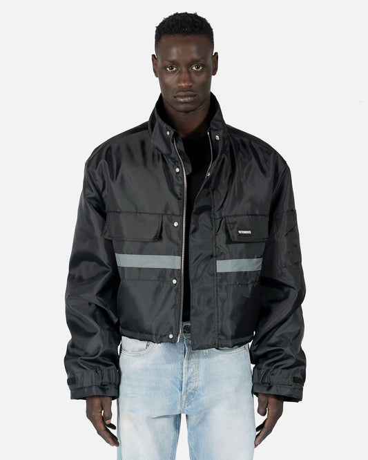 VETEMENTS Men's Jackets Cropped Reflective Parka in Black