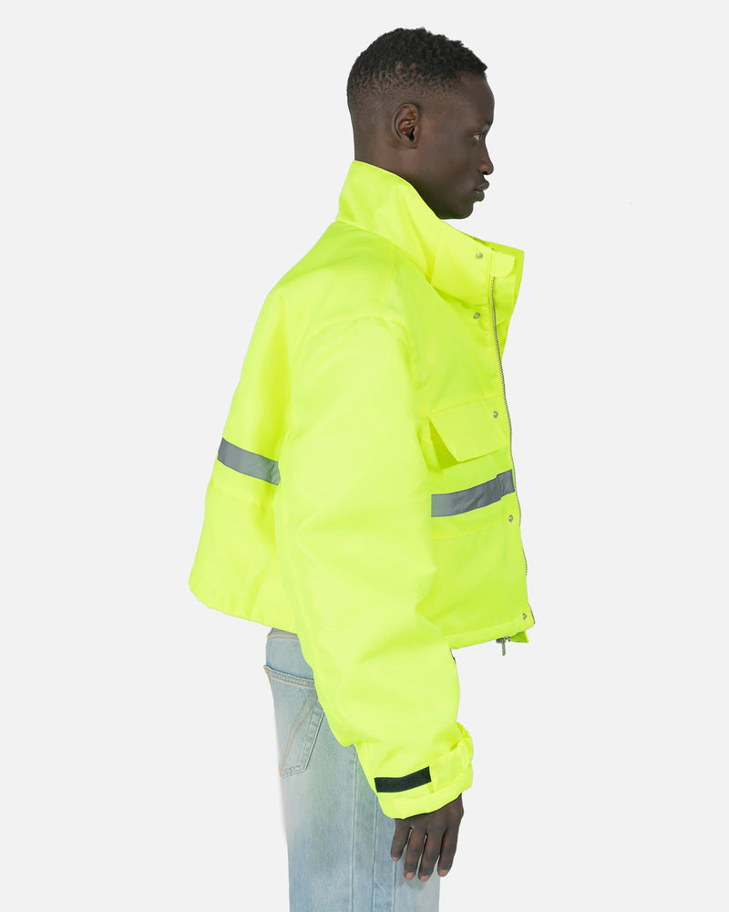 VETEMENTS Men's Jackets Cropped Reflective Parka in Neon Yellow