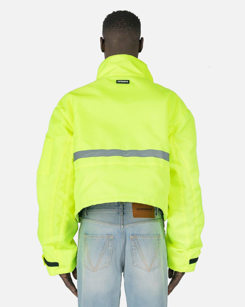 VETEMENTS Men's Jackets Cropped Reflective Parka in Neon Yellow