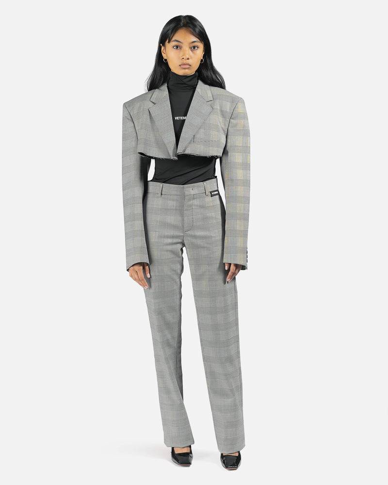 VETEMENTS Women Jackets Cropped Tailored Jacket in Wool Check