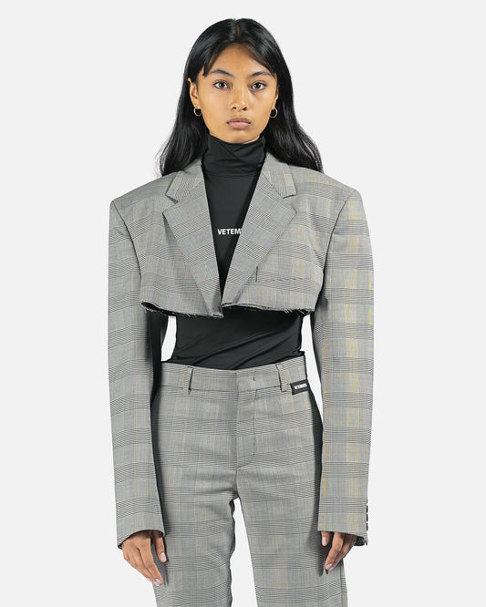 VETEMENTS Women Jackets Cropped Tailored Jacket in Wool Check
