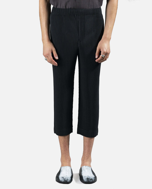 Homme Plissé Issey Miyake Men's Pants Cropped Tailored Straight Pleated Trousers 2 in Black