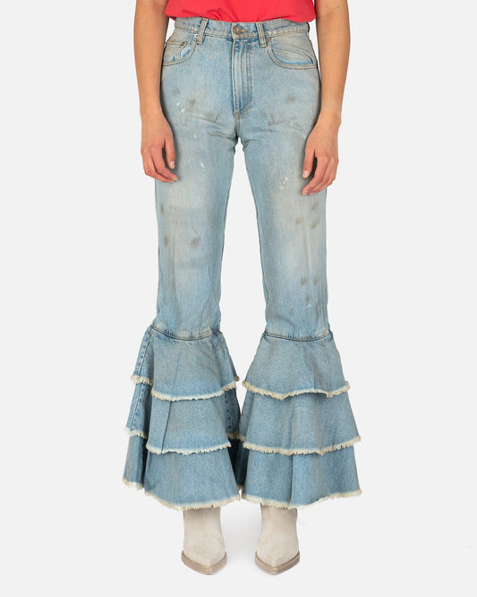 ERL Women Pants Cropped Woven Jeans in Light Blue