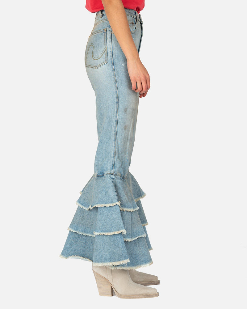 ERL Women Pants Cropped Woven Jeans in Light Blue