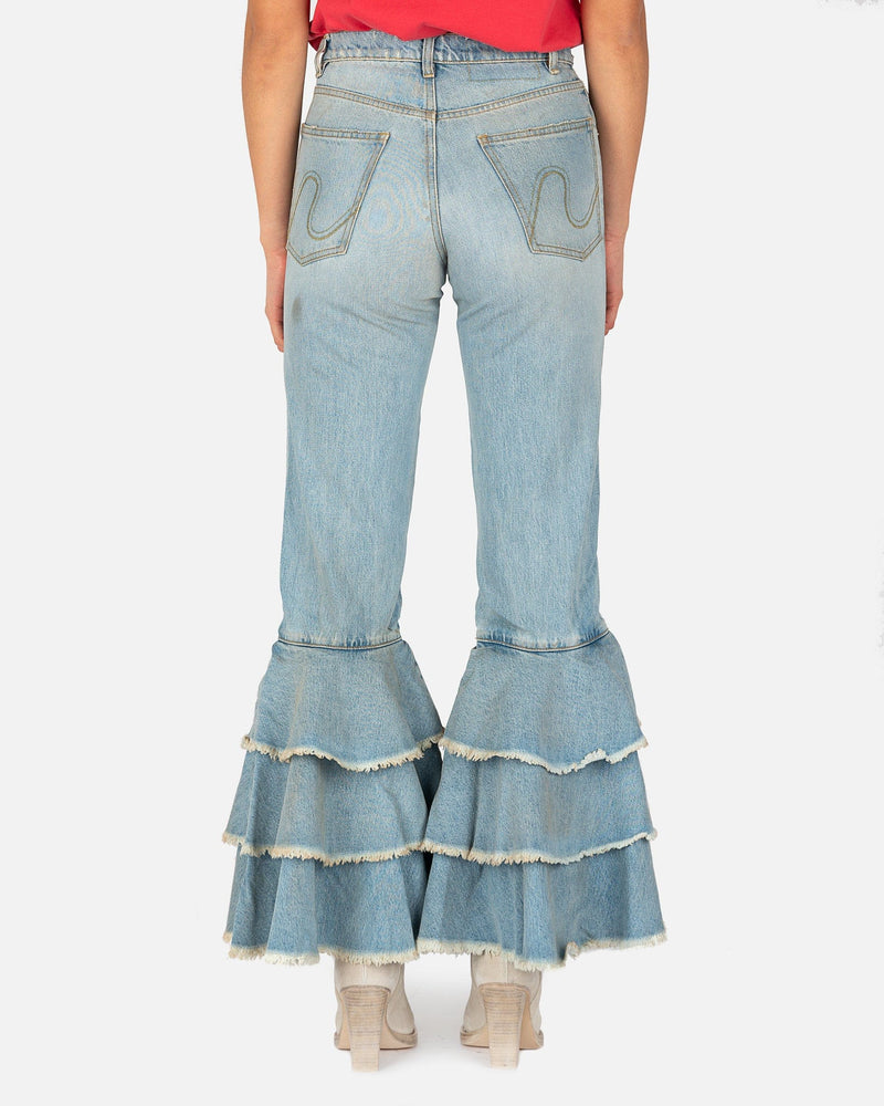 ERL Women Pants Cropped Woven Jeans in Light Blue