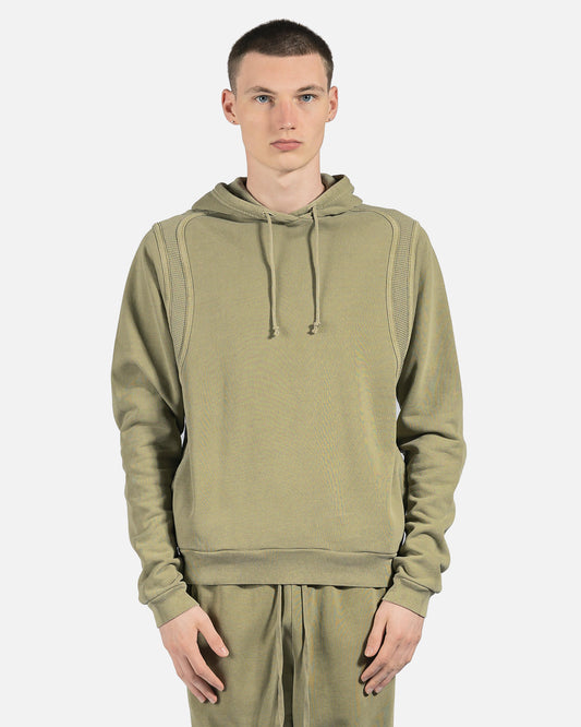John Elliott Men's Sweatshirts Cross Thermal Hoodie in Washed Army