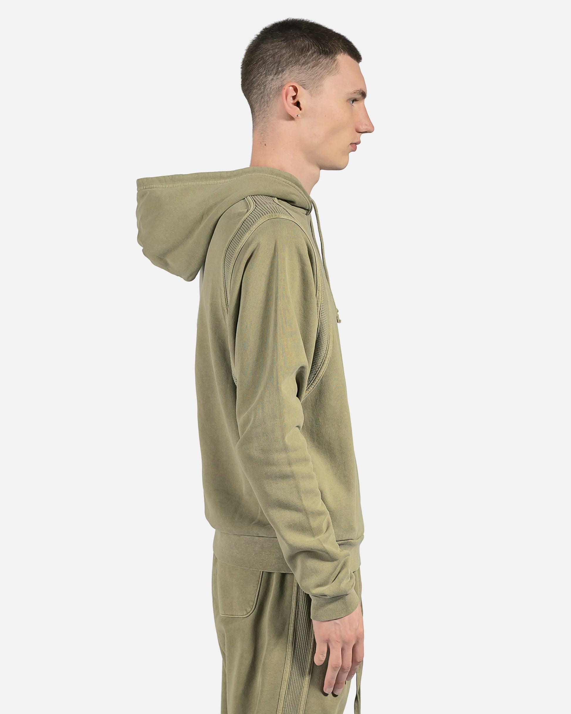 John Elliott Men's Sweatshirts Cross Thermal Hoodie in Washed Army