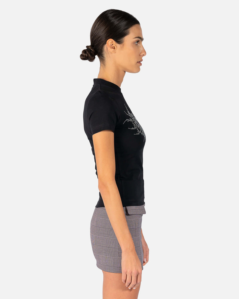 VETEMENTS Women T-Shirts Crystal Logo Fitted T-Shirt in Black