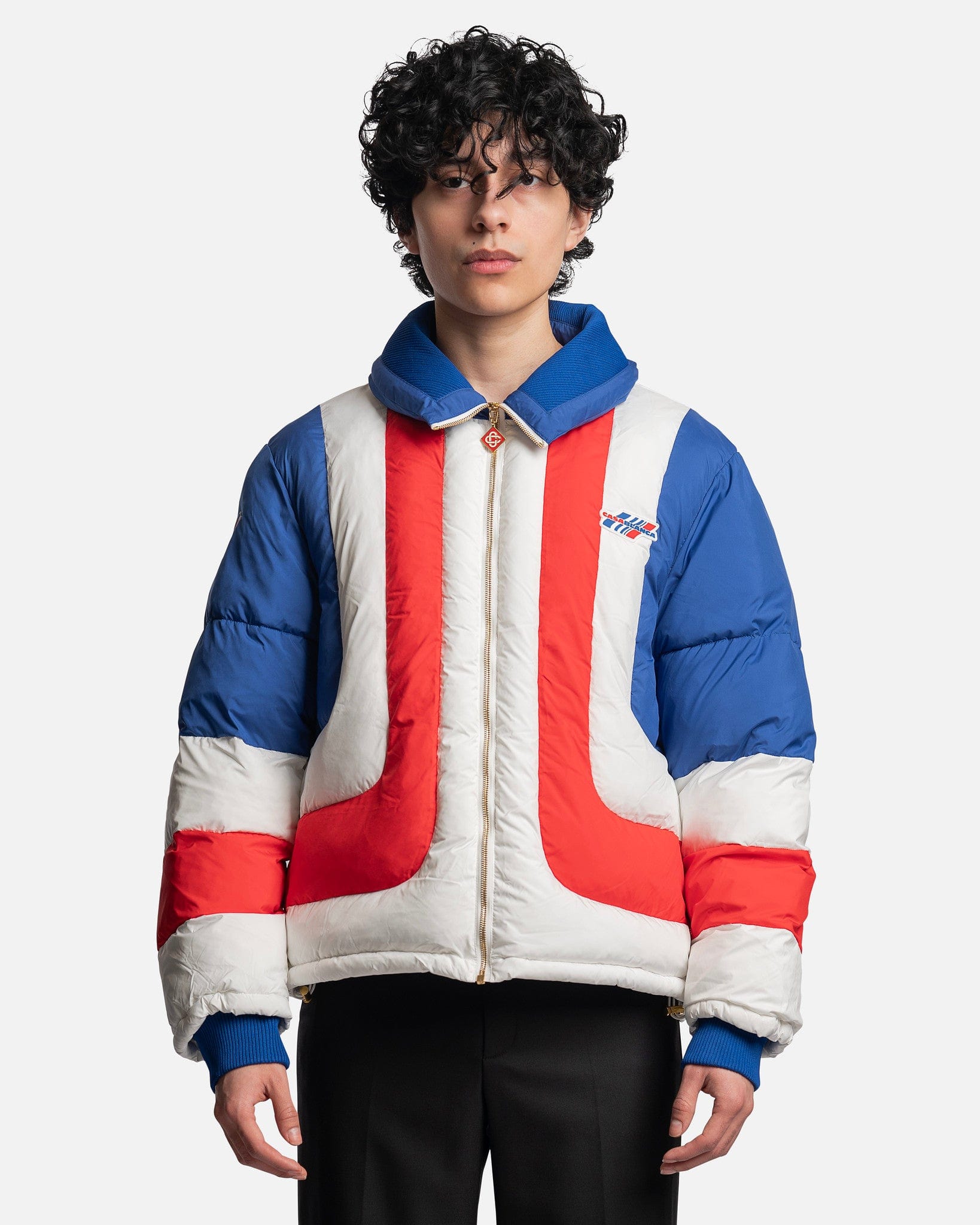 Curve Panel Puffer Jacket in Red/White/Blue – SVRN